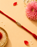 Red Thread Diamond Stone Rakhi For Bhaiya