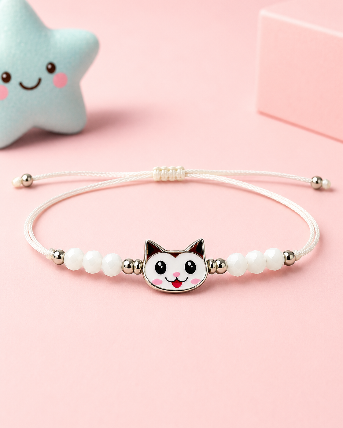 White Kitty Kids Bracelet Rakhi