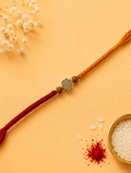 Red and Yellow Thread Flower Diamond For Bhaiya