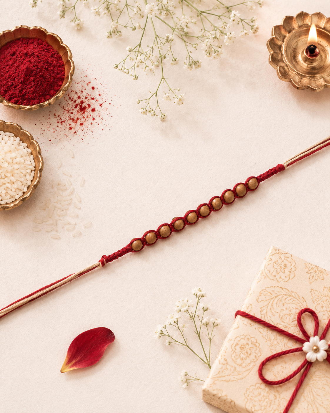 Multi Chandan Beads Rakhi for Bhaiya