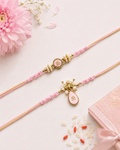 Pink Om Bhaiya Bhabhi Rakhi Set