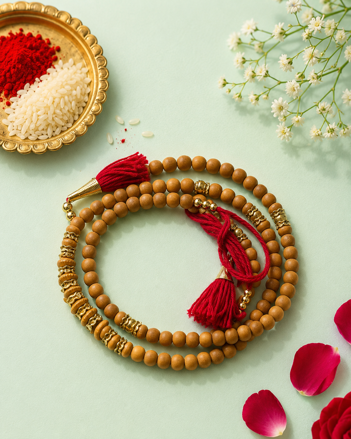 Brown Beads Bracelet Rakhi For Bhaiya