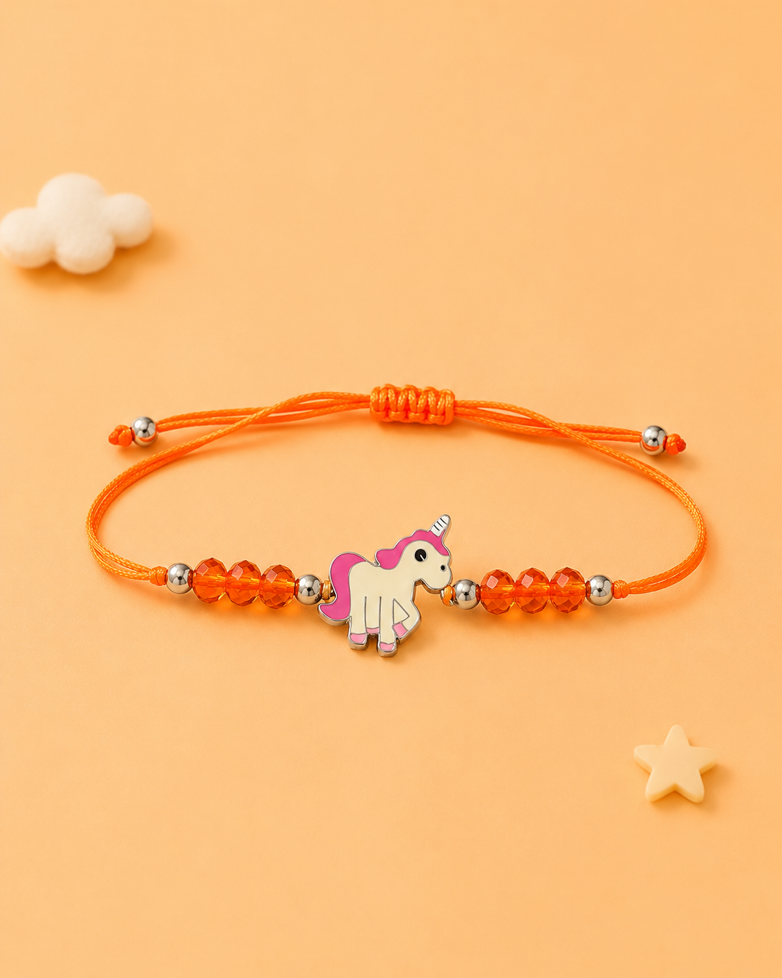 Orange Unicorn Kids Bracelet Rakhi