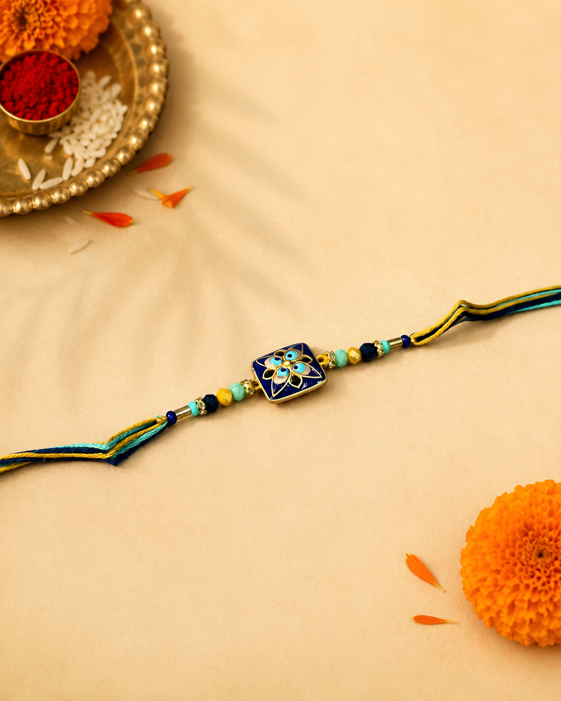 Meenakari Blue Colour Rakhi
