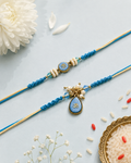 Blue Om Bhaiya Bhabhi Rakhi Set