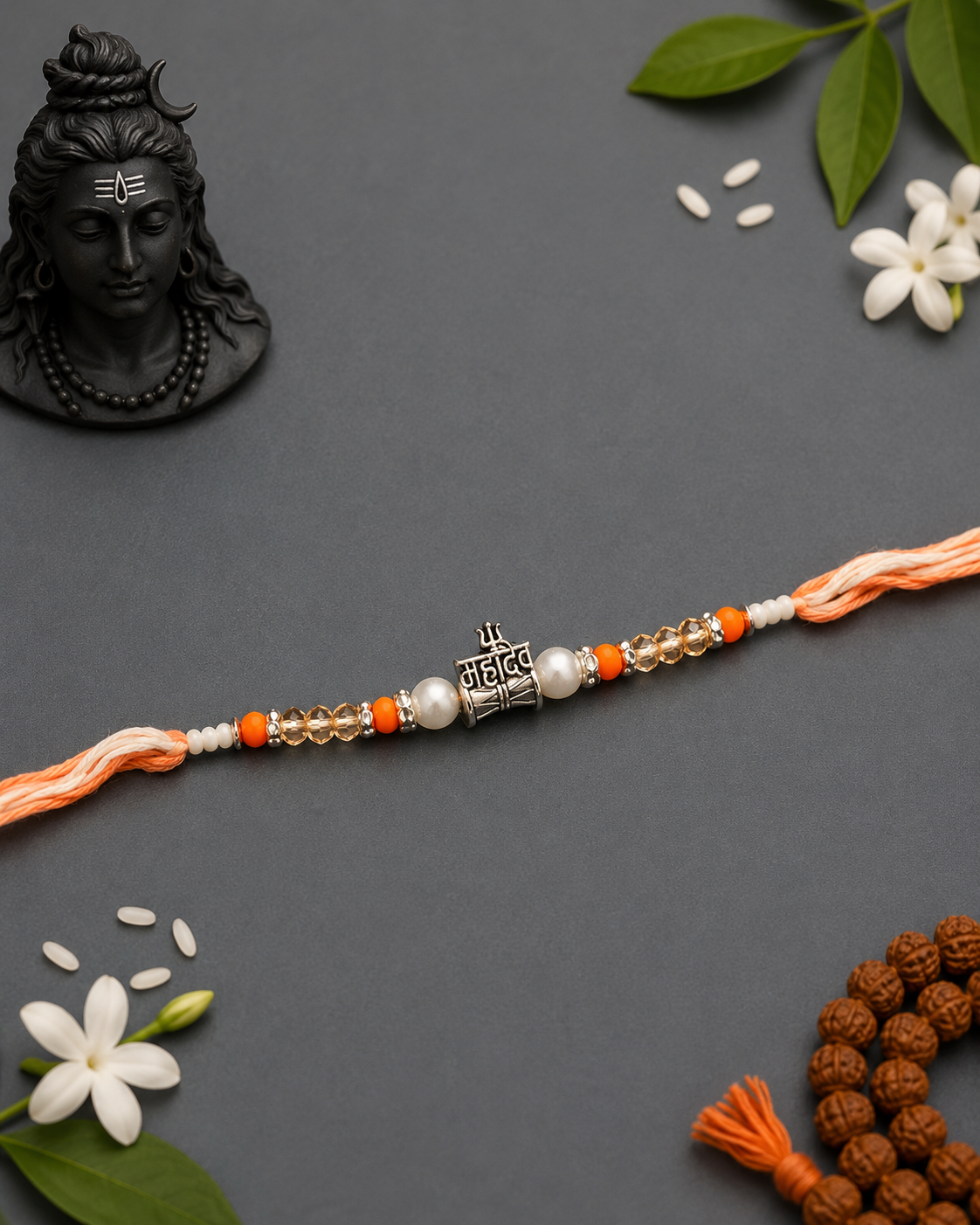 Orange Thread Mahadev Rakhi