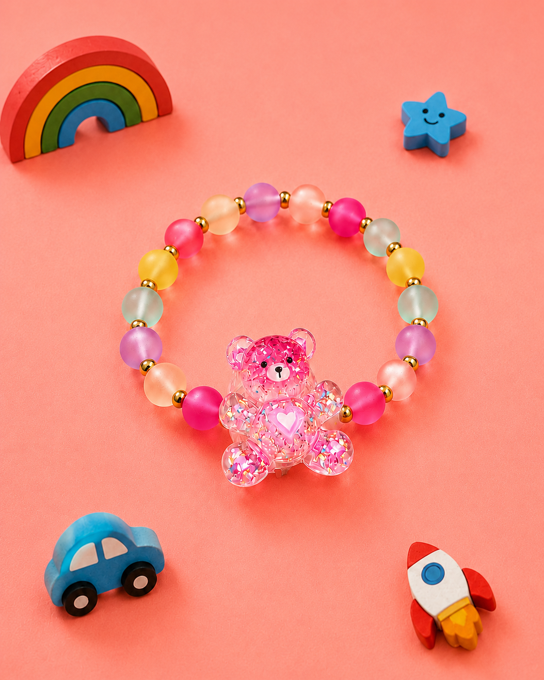 Pink Teddy Bear Kids Light Rakhi