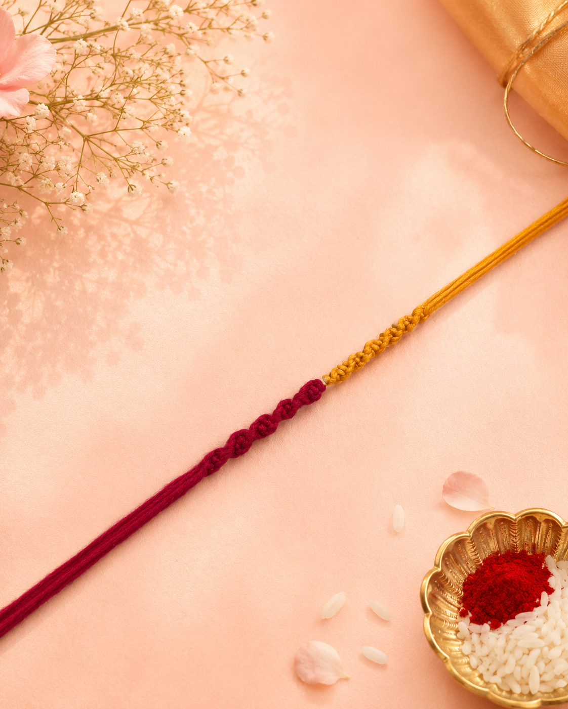 Yellow Red Thread Rakhi