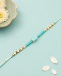 Pastel Blue Beads Bhaiya Rakhi
