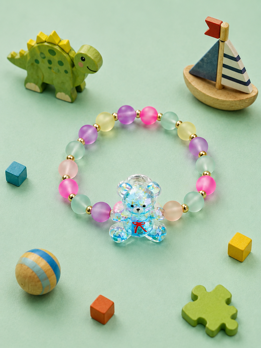 Blue Teddy Bear Kids Light Rakhi