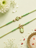 Green Om Bhaiya Bhabhi Rakhi Set
