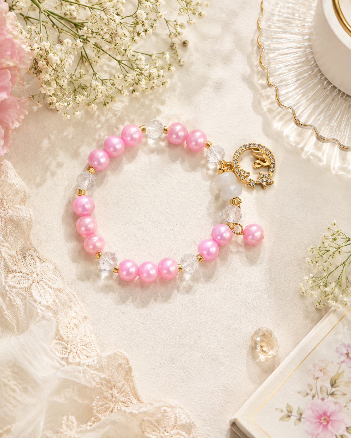 Pink White Swan Rakhi Bracelet For Girls
