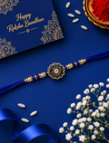 Blue Flower Designer Stone Rakhi