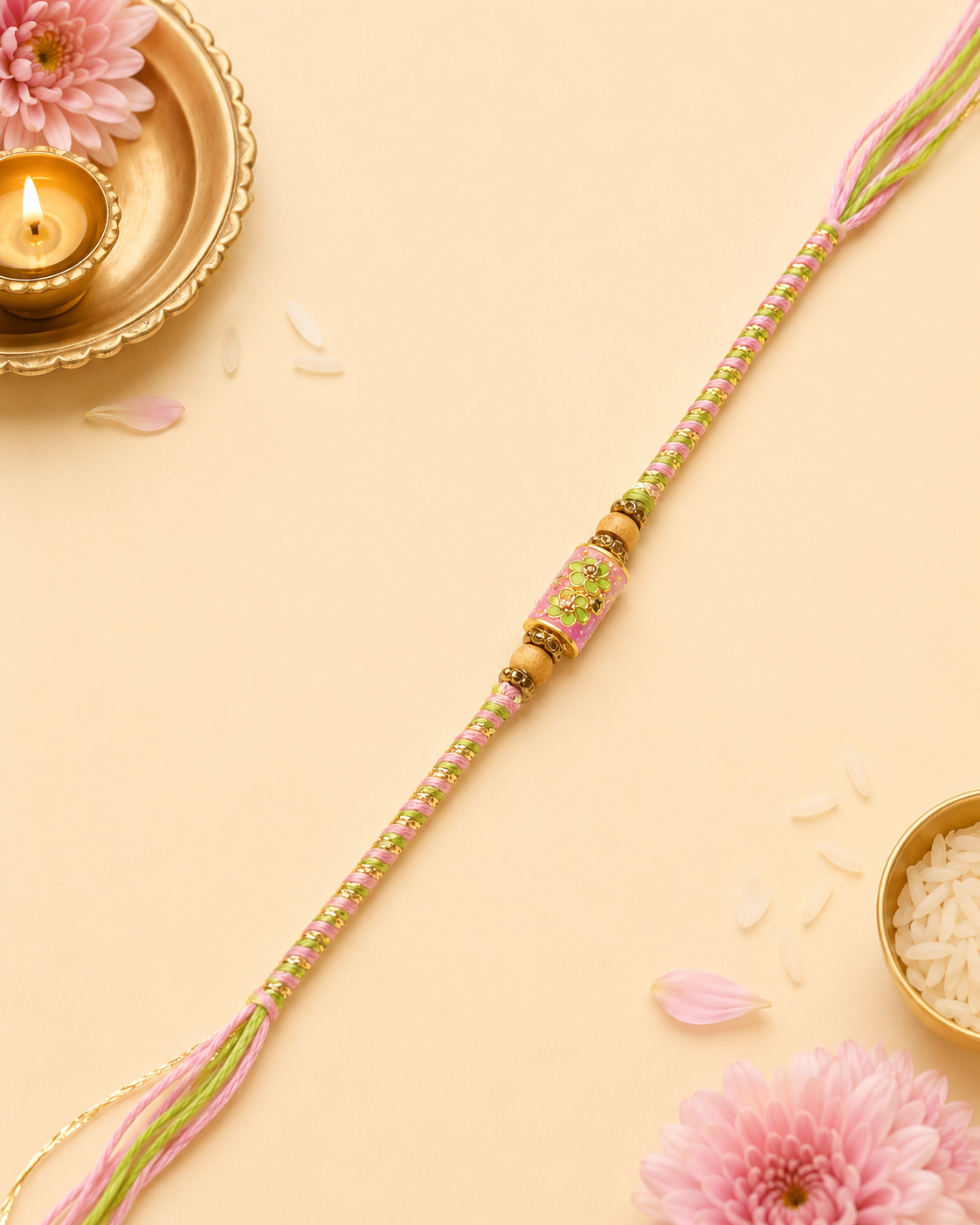 Pink Thread Rakhi for Bhaiya