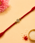 Red Thread Flower Diamond Rakhi For Bhaiya