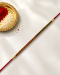 Red Green Golden Thread Rakhi for Bhaiya